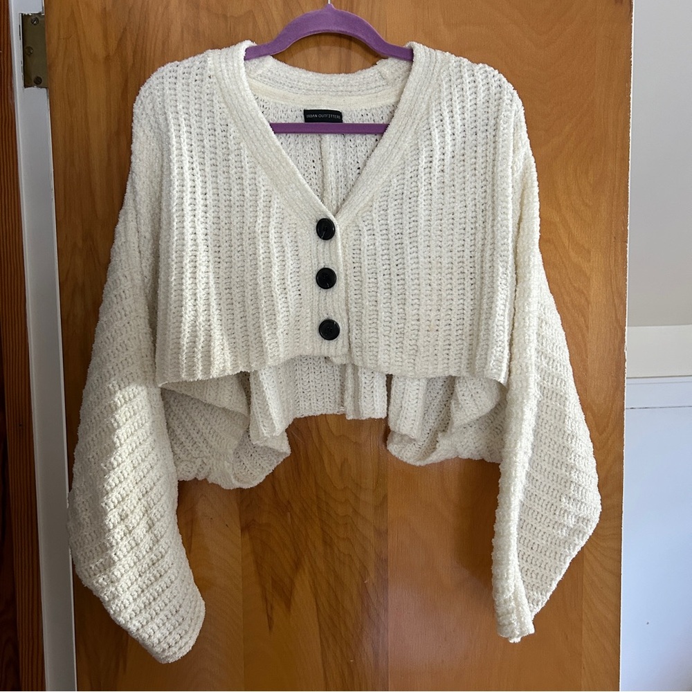 Urban Outfitters Cream Button-Up Sweater